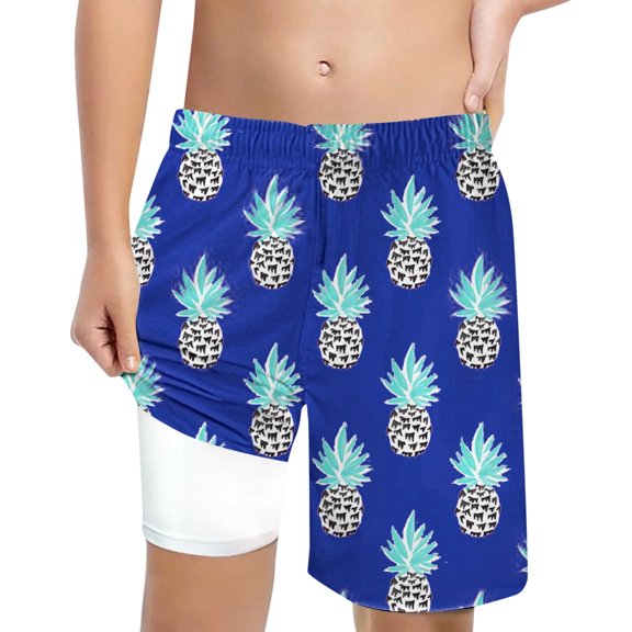 MEZZALL Boys Shark Printed Swimming Shorts With Lace Up High Waisted Loose Casual Swim Trunks Summer Beach Vacation Pool 5-6 Years Classic Kids Wear