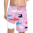 thumbnail image 1 of MEZZALL Boys Shark Printed Swimming Shorts With Lace Up High Waisted Loose Casual Swim Trunks Summer Beach Vacation Pool 5-6 Years Classic Kids Wear, 1 of 5