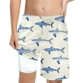 thumbnail image 1 of MEZZALL Boys Shark Printed Swimming Shorts With Lace Up High Waisted Loose Casual Swim Trunks Summer Beach Vacation Pool 5-6 Years Soft Baby Wear, 1 of 5