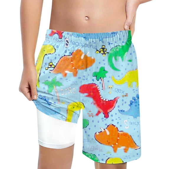 MEZZALL Boys Shark Printed Swimming Shorts With Lace Up High Waisted Loose Casual Swim Trunks Summer Beach Vacation Pool 5-6 Years Soft Baby Wear
