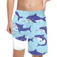 thumbnail image 1 of MEZZALL Boys Shark Printed Swimming Shorts With Lace Up High Waisted Loose Casual Swim Trunks Summer Beach Vacation Pool 5-6 Years Stylish Baby Wear, 1 of 5
