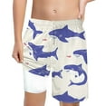 thumbnail image 1 of MEZZALL Boys Shark Printed Swimming Shorts With Lace Up High Waisted Loose Casual Swim Trunks Summer Beach Vacation Pool 7Y Lovely Kids Wear, 1 of 5