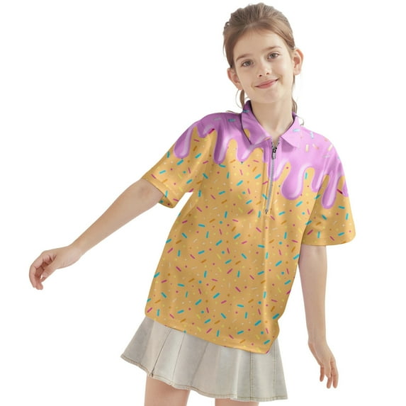 MEZZALL Boys Short Sleeve Shirt Casual Party Wear Comfortable Knit Tops For Kids Polo Shirt Ice Cream Printed All Season Adorable Toddler Blouses Clothing