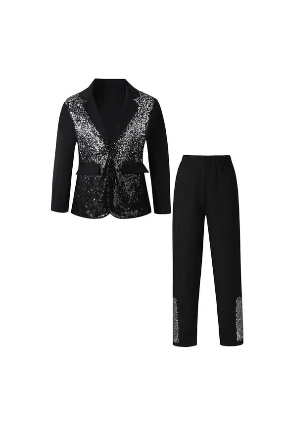 Boys Suit Sets Formal Outfits For Kids Stylish Performance Party Wear Childrens Pleated Sequin And Pants Ensemble Versatile Baby Dailywear