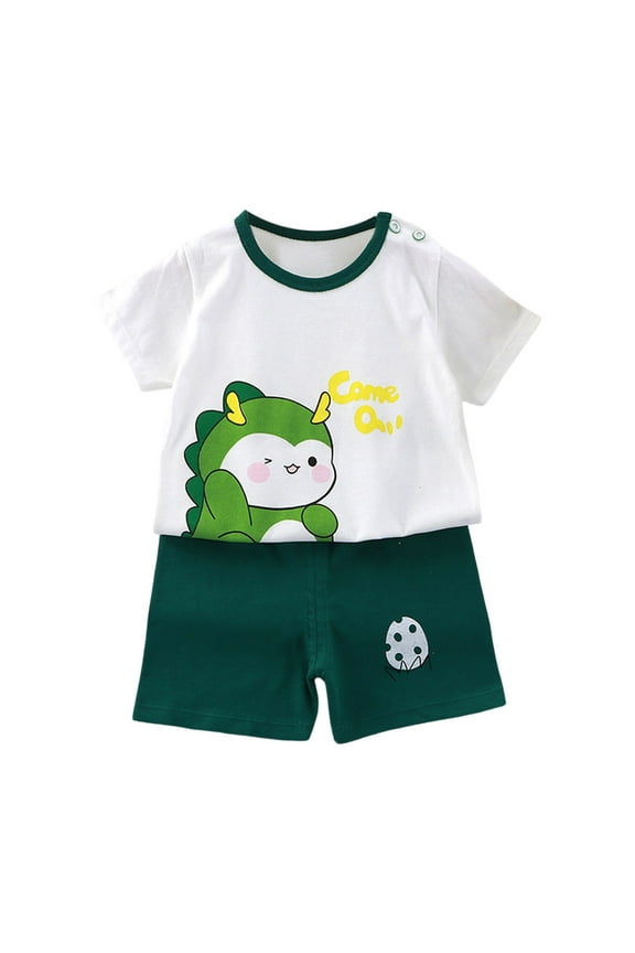 Boys Summer Outfits 2-7 Years Round Neck Elastic Waist Active Play Clothes Toddler Outdoor Sportswear Comfortable Breathable Set Comfort Baby Wear