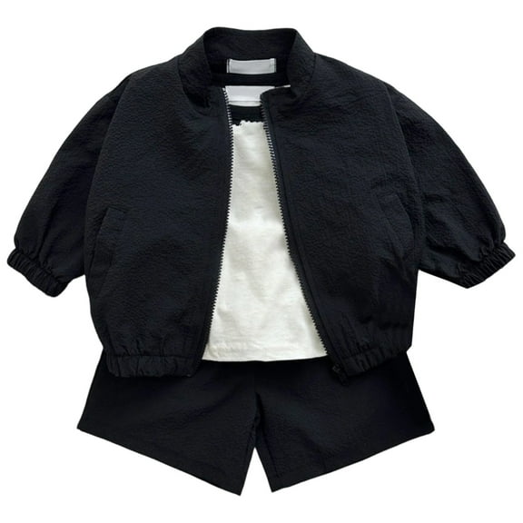 MEZZALL Boys Summer Outfits 2 Piece Set Sun Zip Jackets Long Sleeve With Shorts Toddler Kids Casual Wear Lightweight Breathable For 1-8 Years Old Breathable Cartoon Clothing