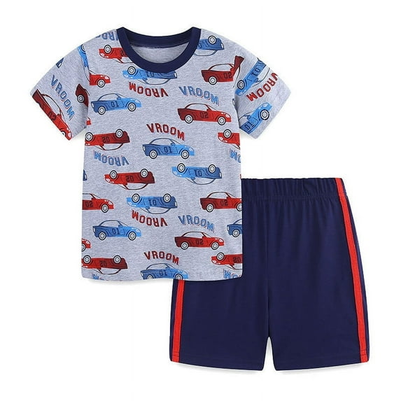 MEZZALL Boys Summer Outfits Cartoon Dinosaur Casual Crew Neck T-Shirt And Shorts Sets 7-8 Stylish Baby Wear