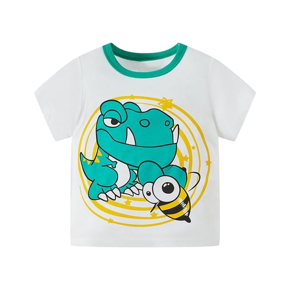 MEZZALL Boys Summer Short Sleeve T-Shirt Dinosaur Print Casual Tops For Toddler Kids Outdoor Play Comfortable Breathable Tee Relaxed Fit Baby Wear
