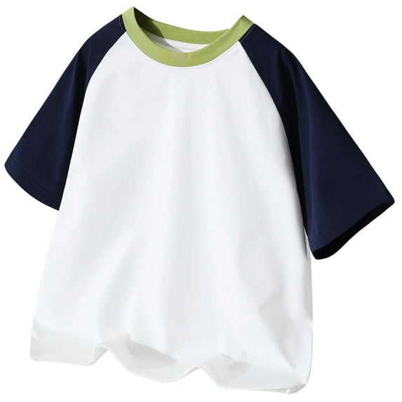 MEZZALL Boys Summer Short Sleeve Tshirts Casual Color Block Tees For Kids Comfortable Daily Wear Basic Tops Boys Girls Toddler Daily Wear Leisure / 7-8 Years