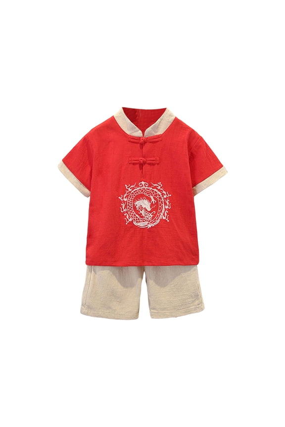 Boys Tang Suit Dragon Kung Fu Outfit Chinese New Year Clothing Chinese Traditional Clothes for Kids