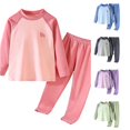 thumbnail image 1 of MEZZALL Boys Thermal Patchwork O-Neck Long Sleeve Tops And Pants Kids Warm Base Layer Sleepwear Home Loungewear For Children Cozy Pajamas Sets, 1 of 4