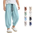 thumbnail image 1 of MEZZALL Boys Washed Crinkle Jogger Pants Loose Fit Casual Trousers For Kids Breathable Soft Elastic Waistband Streetwear, 110/3-4Y, 1 of 6