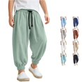thumbnail image 1 of MEZZALL Boys Washed Crinkle Jogger Pants Loose Fit Casual Trousers For Kids Breathable Soft Elastic Waistband Streetwear, 130/7-8Y, 1 of 6