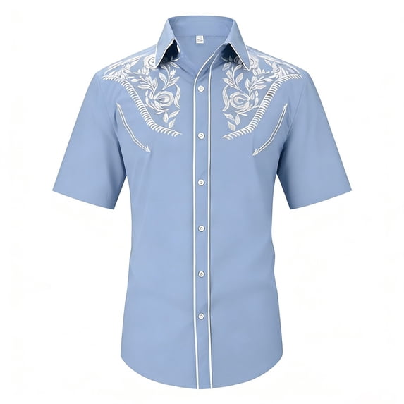 MEZZALL Boys Western Cowboy Print Shirt Short Sleeve Button Down Lapel Shirts Casual Tops Children Youth Birthday Toddler Blouses Clothing