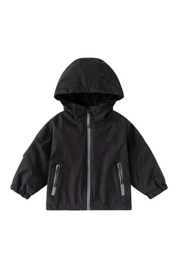 Boys Windbreaker Jacket For Kids Lightweight Hooded Zipper Coat Outdoor Casual Long Sleeve Solid Color School Jackets Tops For Boys Toddler Daily Wear Classic / 6-7 Years