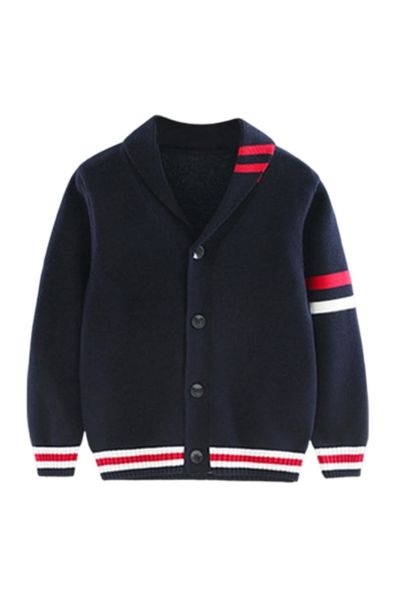 Boys Winter Coats Kids School Sweater Cardigan Color Block Lapel Knit Jackets Long Sleeve For Toddler And Teenage Boys Boho Clothing