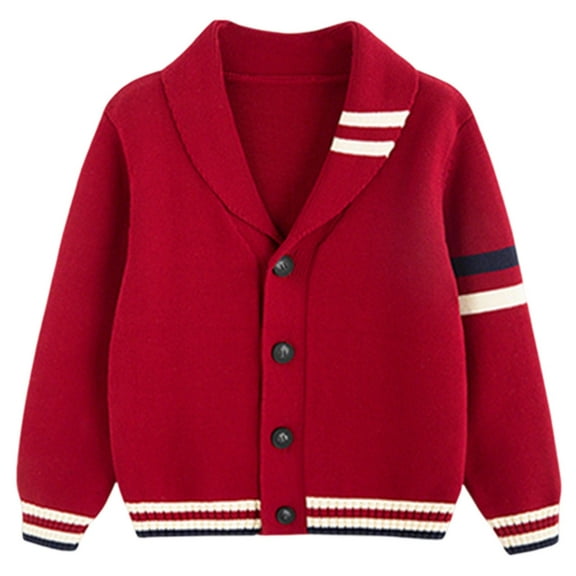 MEZZALL Boys Winter Coats Kids School Sweater Cardigan Color Block Lapel Knit Jackets Long Sleeve For Toddler And Teenage Boys Fashionable Clothing