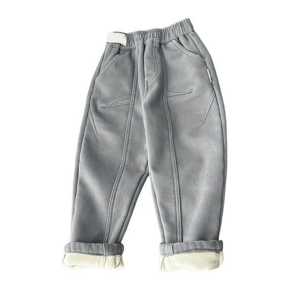 MEZZALL Boys Winter Lined Pants Thermal Thickened Trousers Warm Casual Joggers Kids Comfortable Slacks Solid Color Comfort Child Clothes