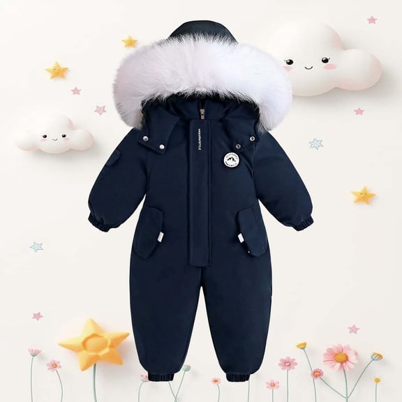 MEZZALL Boys Winter Snowsuit Bodysuit Outdoor Ski Wear Thermal Insulated Jumpsuit Toddler Baby Soft Warm Romper Stylish Long Sleeve O-Neck Spring Child One-Pieces