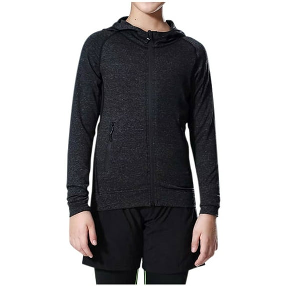 MEZZALL Boys Zip Up Sweatshirt Long Sleeve Athletic Pullover For Kids Workout Tops Cozy Toddler Dailywear, Black, 10-11 Years