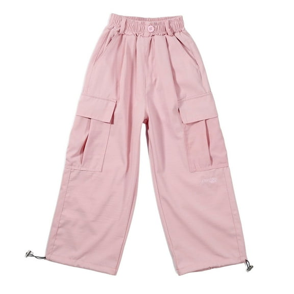 MEZZALL Cargo Pants For Girls Jogger Pants Casual Girls Elastic Waist Cargo Trousers With Pockets Lovely Toddler Baby Wear 11-12Y