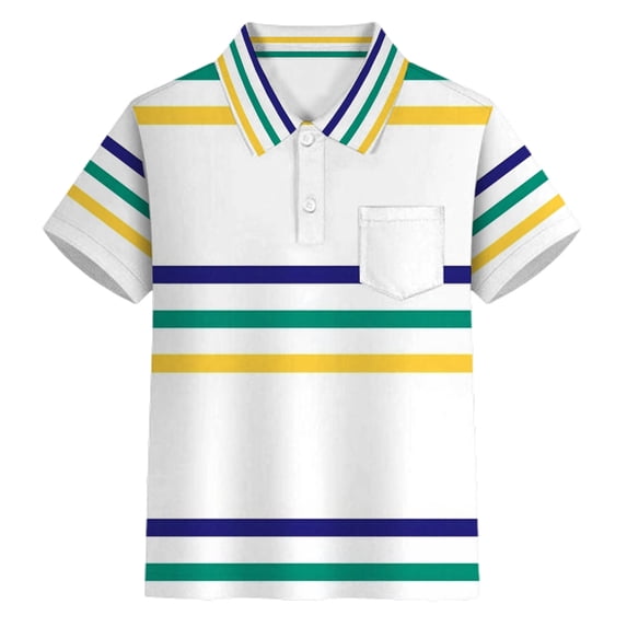 MEZZALL Carnival Short Sleeve Boys Striped Polo Shirt With Buttons And Collar Casual Pocket Dress Shirt For Teenagers And Youth Breathable Toddler Blouses Tops