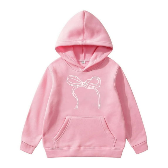 MEZZALL ChChildren Long Sleeved Hoodie Bowknot Printed Kids Sweatshirt Pullover Baby Fall Tops Cute, 6-8 Years