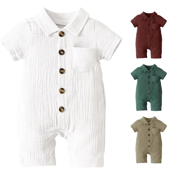 MEZZALL Child Baby Bodysuit For Boys And Girls Short Sleeve Lapel Jumpsuit Summer With Snaps For Comfortable Unisex Bodysuit Relaxed Fit Onesies