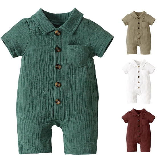 MEZZALL Child Baby Bodysuit For Boys And Girls Short Sleeve Lapel Jumpsuit Summer With Snaps For Comfortable Unisex Bodysuit Vacation Onesies