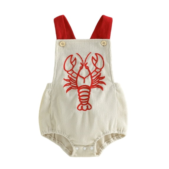 MEZZALL Child Baby Boys' Cute Lobster Embroidered Sleeveless Bodysuit Summer Romper For Toddler Comfort Onesies