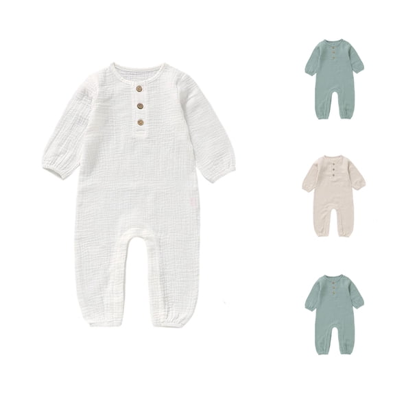 MEZZALL Child Baby Boys Long Sleeve Romper Jumpsuit O-Neck Soft Autumn Bodysuit Solid Color Cute Onesies