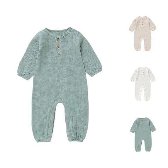 MEZZALL Child Baby Boys Long Sleeve Romper Jumpsuit O-Neck Soft Autumn Bodysuit Solid Color Fashionable Onesies