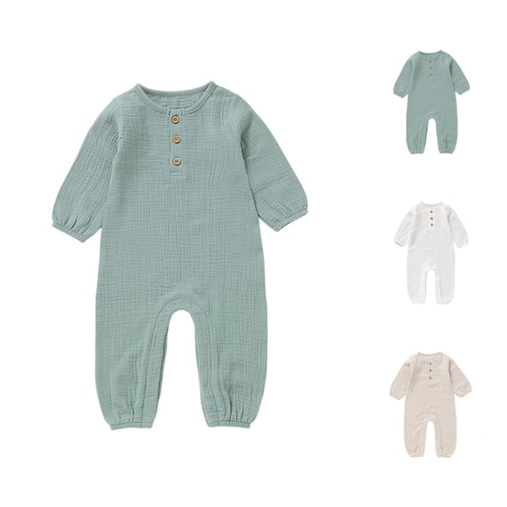 MEZZALL Child Baby Boys Long Sleeve Romper Jumpsuit O-Neck Soft Autumn Bodysuit Solid Color Soft Onesies