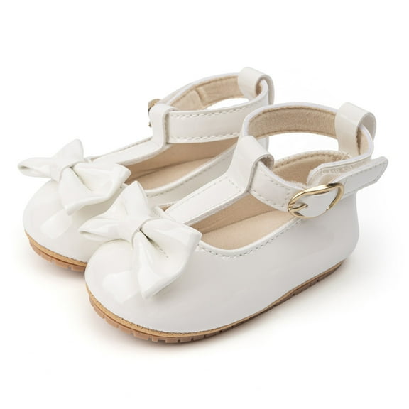 MEZZALL Child Baby Girls First Walking Shoes Shiny Leather Bowknot Shoes Soft Sole Toddler Dress Shoes Daily Adorable Casual Kids Princess Solid Color Footwear