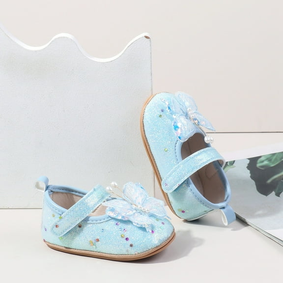 MEZZALL Child Baby Sandals Toddler Sparkly Shoes Summer Soft Sole Walking Shoes For Breathable Design Comfort Adorable Casual Kids Everyday Solid Color Footwear
