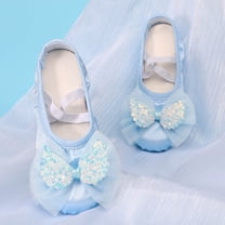 MEZZALL Child Ballet Dance Shoes For Girls Soft Sole Cat Design Classical Practice Bowknot Birthday Adorable Casual Kids Princess Solid Color Toddler Footwear