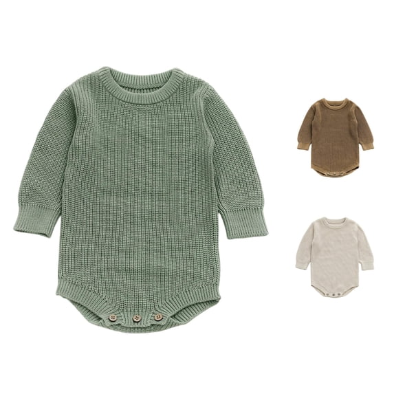 MEZZALL Child Boys Bodysuits Baby Knitted Jumpsuit Long Sleeve Soft Unisex Casual Daily Wear Solid Color Crew Neck Vacation Onesies