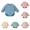 thumbnail image 1 of MEZZALL Child Boys Bodysuits Baby Long Sleeve Jumpsuit Sleepwear Summer Soft Breathable One-Piece Romper Solid Color Crew Neck Adorable Onesies, 1 of 4