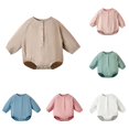 thumbnail image 1 of MEZZALL Child Boys Bodysuits Baby Long Sleeve Jumpsuit Sleepwear Summer Soft Breathable One-Piece Romper Solid Color Crew Neck Versatile Onesies, 1 of 4