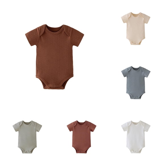 MEZZALL Child Boys Bodysuits Breathable Soft Short Sleeve Envelope Neck Baby Romper Solid Color Crew Neck Classic Onesies