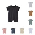 thumbnail image 1 of MEZZALL Child Boys Bodysuits Summer Thin Baby Romper Button Jumpsuit Soft Casual Solid Color Crew Neck Cozy Onesies, 1 of 4