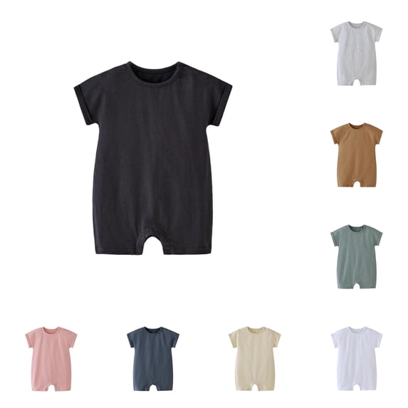 MEZZALL Child Boys Bodysuits Summer Thin Baby Romper Button Jumpsuit Soft Casual Solid Color Crew Neck Cozy Onesies