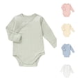 thumbnail image 1 of MEZZALL Child Boys Bodysuits Vertical Long Sleeve Baby Romper Tie Closure Solid Color Crew Neck Birthday Onesies, 1 of 8