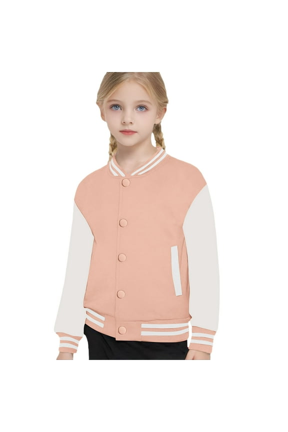 Child Boys Girls Autumn Winter Keep Warm Long Sleeved Color Block Baseball Coat Tops Jackets Comfort, 6-7 Years