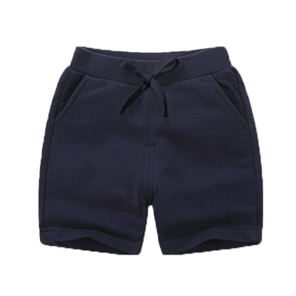 MEZZALL Child Boys Girls Casual Solid Color Shorts Summer Holiday Beach Pants Sport Shorts Soft Toddler Dailywear, Navy, 6-7 Years