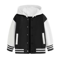 MEZZALL Child Boys Girls Jackets Autumn Winter Keep Warm Jackets Long Sleeved Color Block Baseball Hooded Coat Tops Clothes Relaxed Fit, 5-6 Years