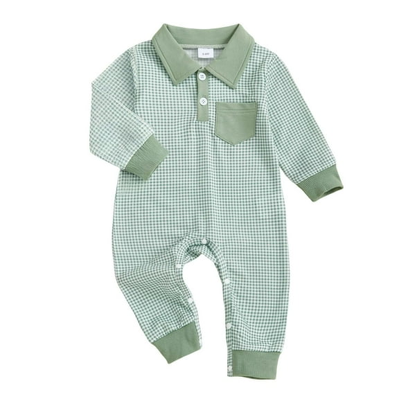 MEZZALL Child Boys Long Sleeve Romper Jumpsuit With Plaid Pattern For Toddler And Playwear One-Pieces Holiday O-Neck Dailywear Holiday