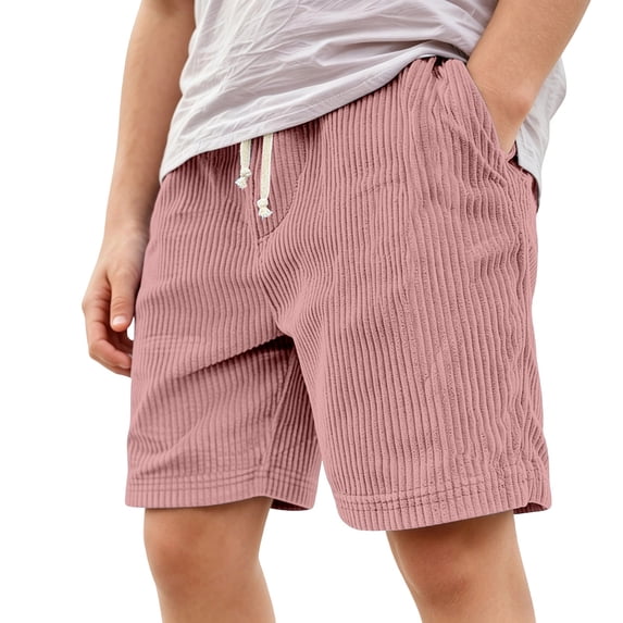 MEZZALL Child Casual Corduroy Shorts For Boys Comfortable Everyday Kids Knitwear With Elastic Waist And Stitching Trendy Solid Color Summer Bottoms