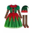 thumbnail image 1 of MEZZALL Child For Girls Green Fairy Dress With Tutu Skirt Santa's Little Helper Outfit Long Sleeve O-Neck Festival Sundress Breathable, 1 of 5