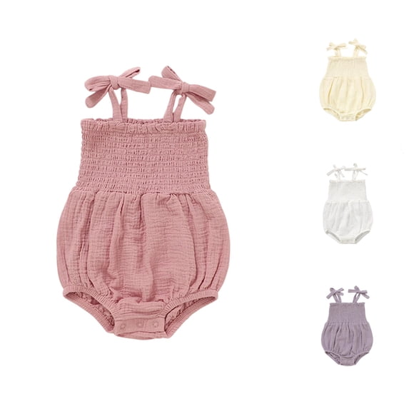 MEZZALL Child Gentle Knit Sleeper Bodysuit For Girls Lightweight Summer One-Pieces Romper For Babies Toddlers Solid Color Adorable Onesies